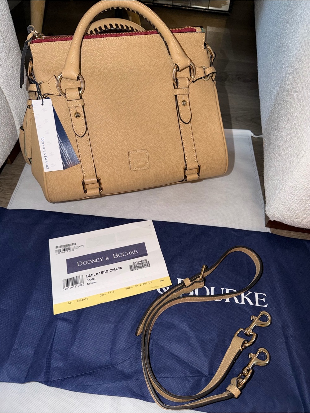 Dooney & Bourke Florentine Pebble Satchel in Camel